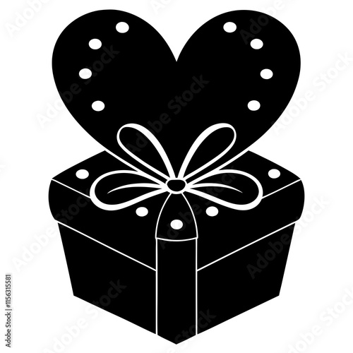 Valentine. Valentine gift silhouette. Valentine vector