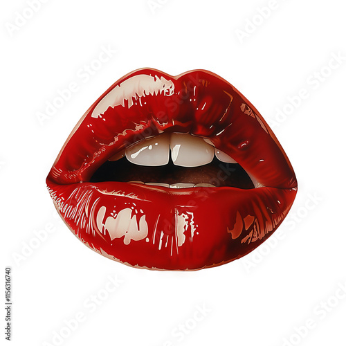 Sensual Red Lips: A Close-Up Artistic Render