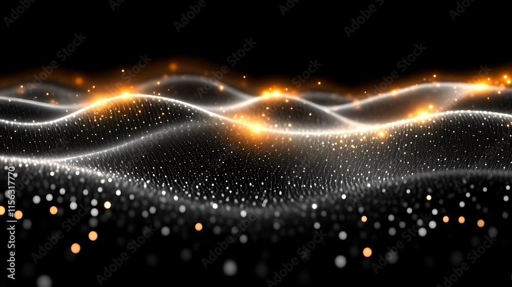 Abstract Golden And White Light Particle Waves Abstract Golden And White Light Particle Waves