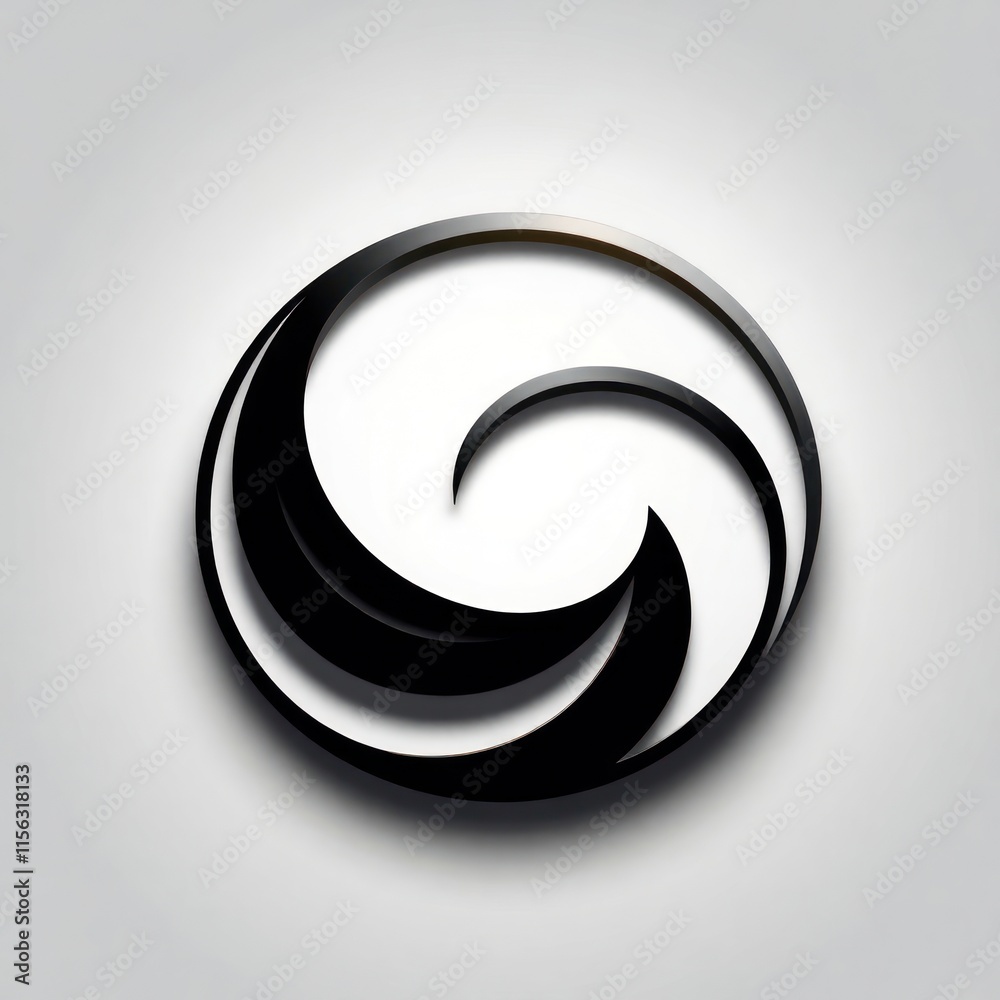 Abstract Circular Design With Swirling Black Shapes Abstract Circular Design With Swirling Black Shapes