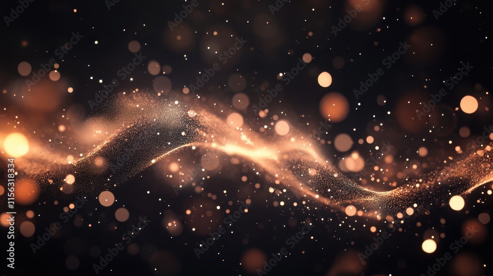 Abstract Golden Glitter Wave Background Luxurious Sparkling Particles and Bokeh Lights for Design Abstract Golden Glitter Wave Background Luxurious Sparkling Particles and Bokeh Lights for Design
