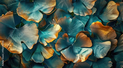 Golden Ginkgo Leaves Close-up