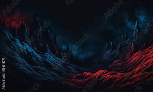 abstract background, landscape and sky in red and blue tone