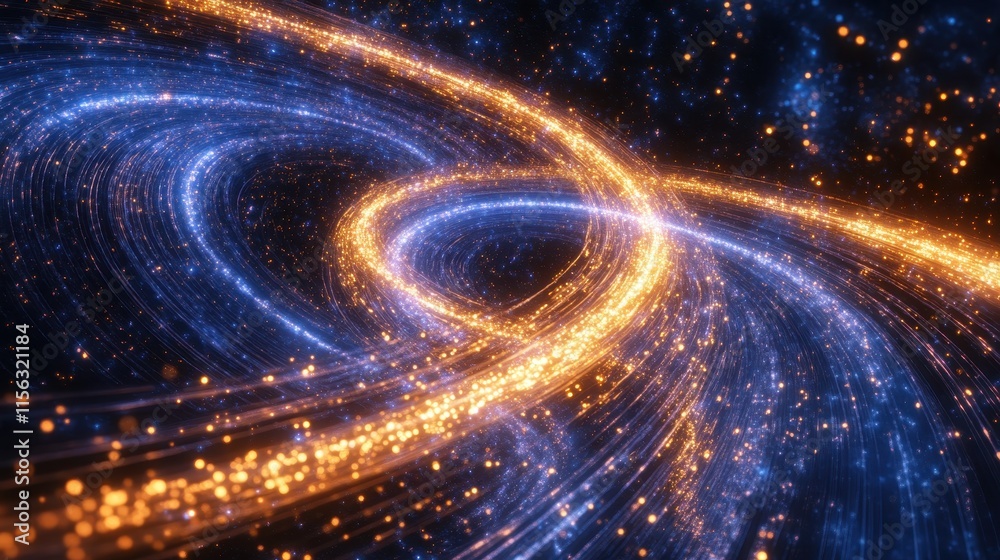Stunning Abstract Background Golden and Blue Swirling Light Trails with Sparkling Dust, Perfect for Futuristic, Galaxy, and Cosmic Designs Stunning Abstract Background Golden and Blue Swirling Light Trails with Sparkling Dust, Perfect for Futuristic, Galaxy, and Cosmic Designs