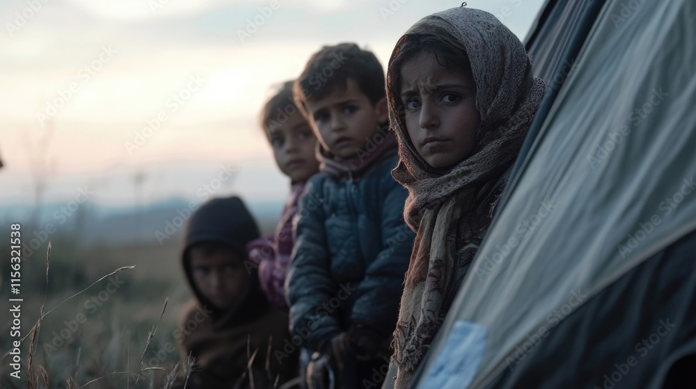 Faces of displacement: portrait refugees driven by conflict, poverty, environmental catastrophes, reflecting human cost major international issues, importance of empathy in finding lasting solutions. Faces of displacement: portrait refugees driven by conflict, poverty, environmental catastrophes, reflecting human cost major international issues, importance of empathy in finding lasting solutions.
