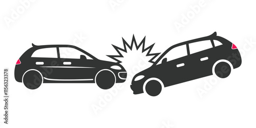 Car accident silhouette icon vector.