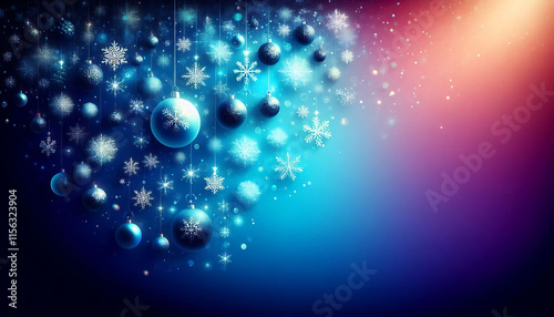 Elegant Winter Background with Ornaments and Snowflakes
