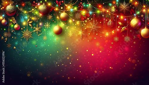 Colorful Holiday Decorations with Lights and Ornaments