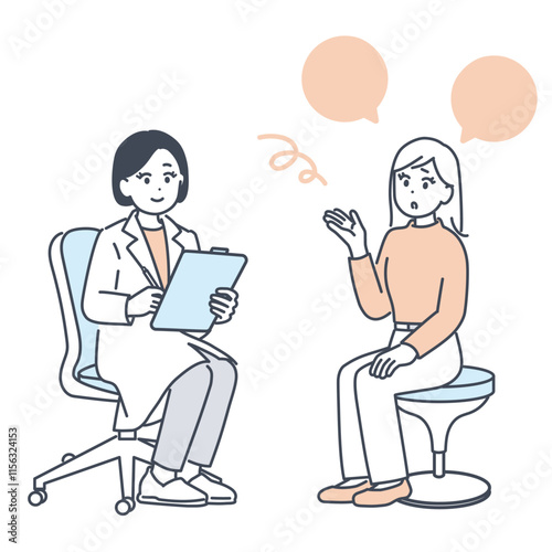 医師に相談する若い女性のイラスト素材