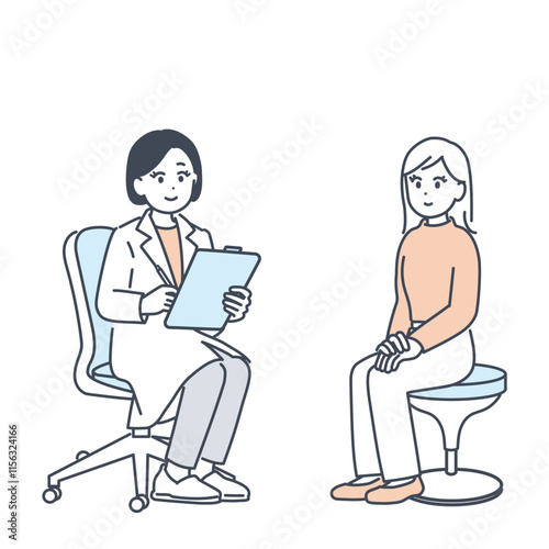 医師に相談する若い女性のイラスト素材