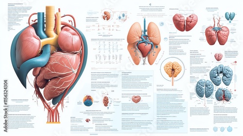 High-resolution infographic on Cardiac System highlighting key points and best practices--ar 16:9 photo