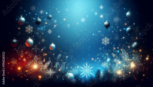 Beautiful Winter Background with Snowflakes and Ornaments