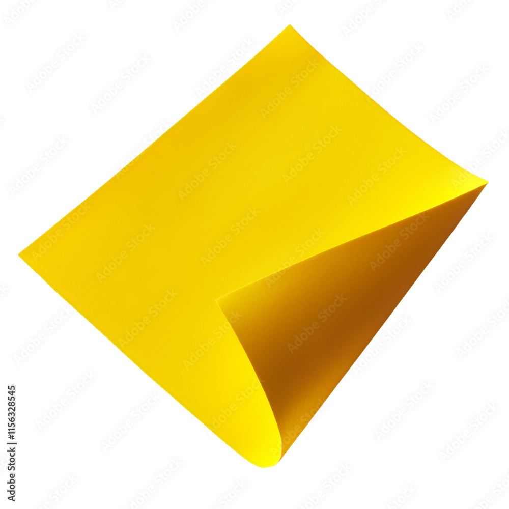 [Transparent Background PNG]Close-up View of a Yellow Paper Sheet