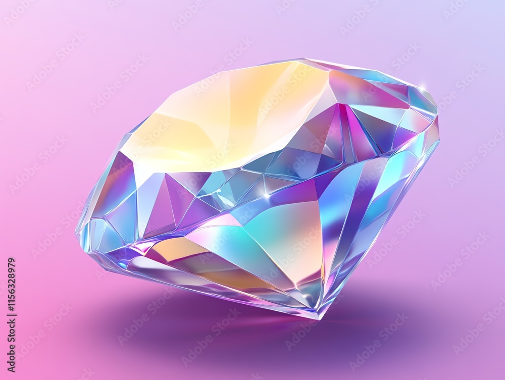 A sparkling, iridescent diamond on a gradient background. A sparkling, iridescent diamond on a gradient background.