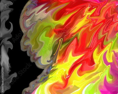 abstract image of a face on a burning head symbolizing power, emotion and burning passion photo