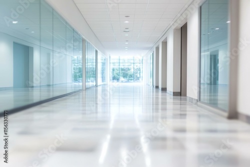 Modern Office Corridor with Glass Walls