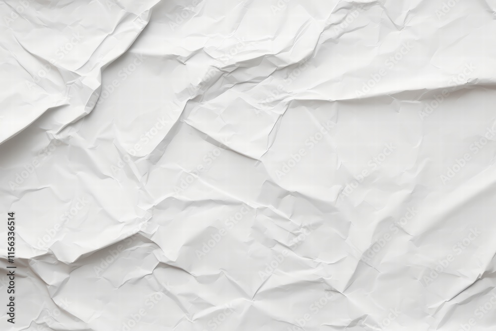 Fototapeta premium Crumpled White Paper Texture Background for Design Projects, Ideal for Creative Use and Digital Illustrations in Various Formats