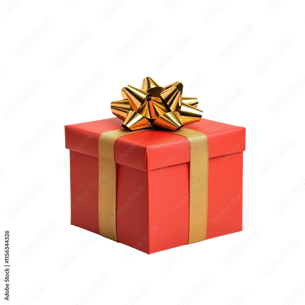 Festive Red Gift Box with Golden Ribbon Festive Red Gift Box with Golden Ribbon