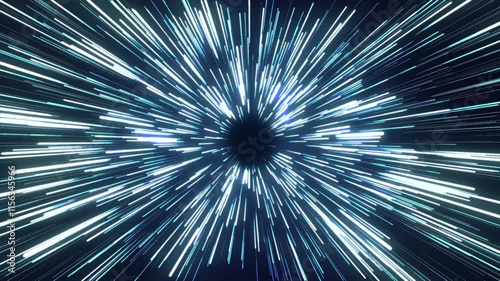 Animated of 3D Rendered Vertical of Blue Lights Piercing Through Celestial Space.