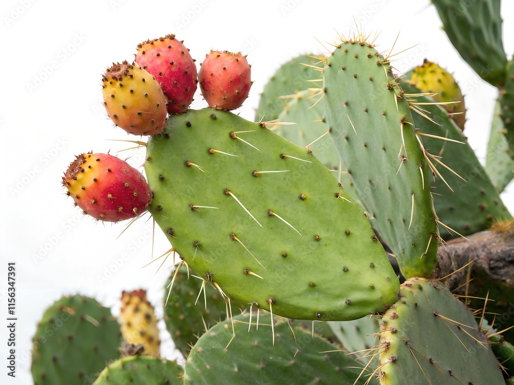prickly pear cactus on white background
prickly pear cactus on white background