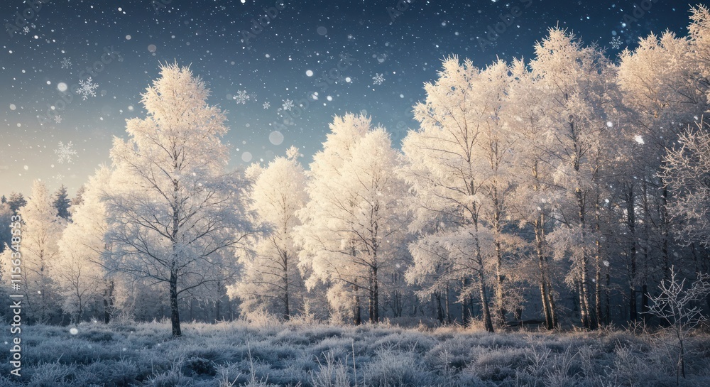 Winter Wonderland Frosty Trees Snow Falling Winter Wonderland Frosty Trees Snow Falling