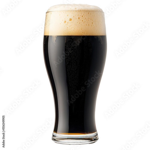 Dark Stout Beer with Creamy Foam in Tall Glass