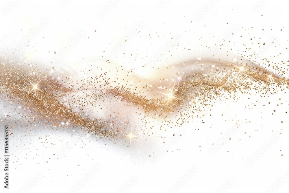 A white background with a gold and silver swirl of glitter. The glitter is scattered all over the background A white background with a gold and silver swirl of glitter. The glitter is scattered all over the background