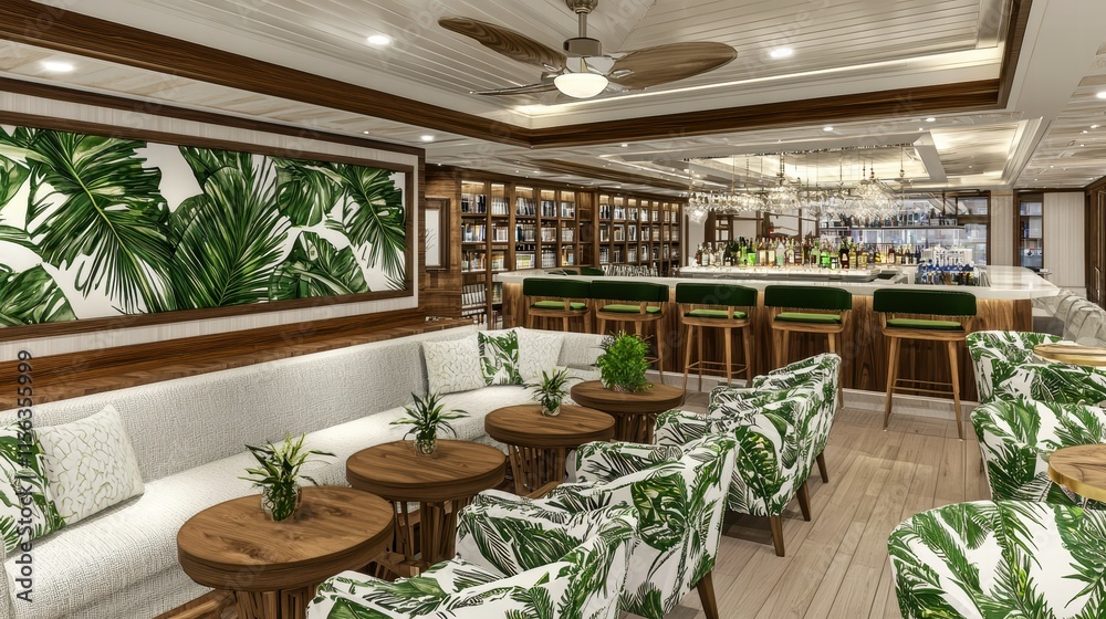 Tropical Inspired Lounge with Greenery and Elegant Bar Design Tropical Inspired Lounge with Greenery and Elegant Bar Design