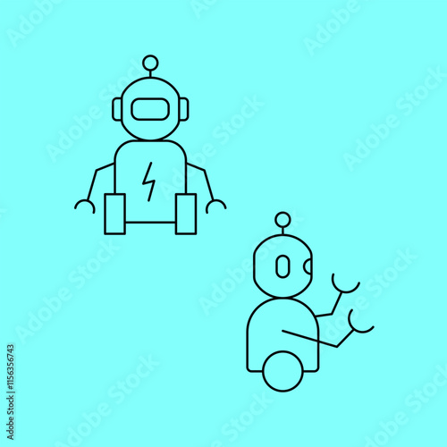 Minimalist Robot Flat Icon Vector Set – Perfect for Modern Tech and AI Designs. Editable stroke.