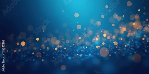 Garland Bokeh Lights on Dark Blue Background - Dreamy and Enchanting Ambiance with Warm Glowing Tones for Festival Celebrations photo