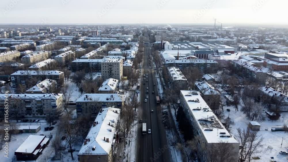 Aerial view of Uralsk city center, downtown, Kazakhstan. Aerial view of Uralsk city center, downtown, Kazakhstan.