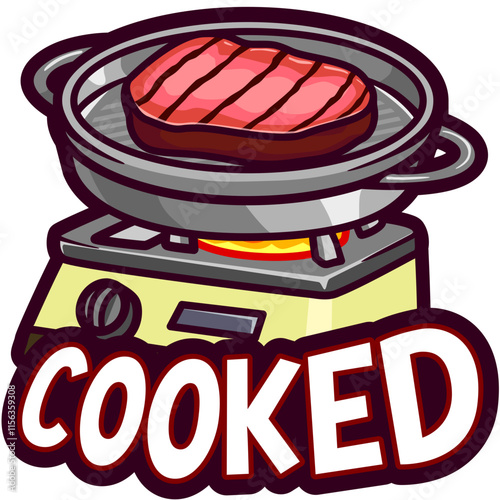 cooking beef cartoon illustration