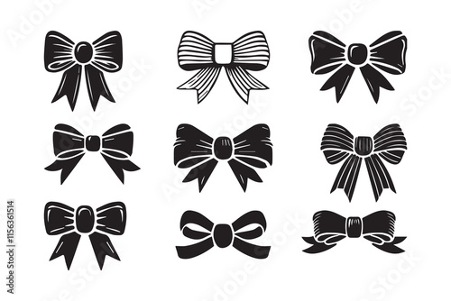 Bows knot and Ribbon silhouette Illustration Vector art