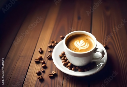 coffee, cup, drink, espresso, cafe, beverage, breakfast, white, caffeine, hot, table, black, brown, mug, saucer, morning, food, aroma, wood, liquid, wooden, closeup, break, spoon, cappuccinocoffee photo