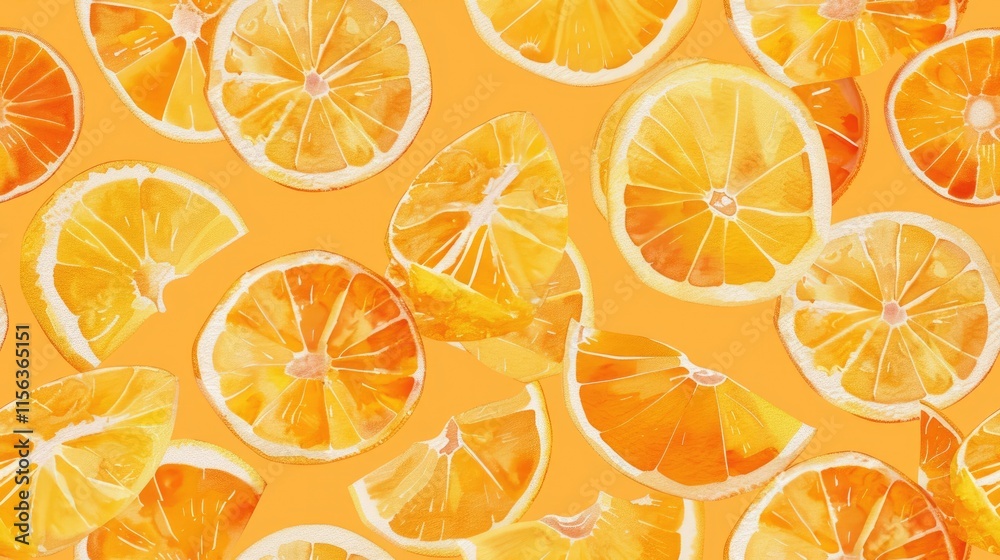 Obraz premium Bright orange slices arranged on a vibrant background, showcasing freshness and zest.