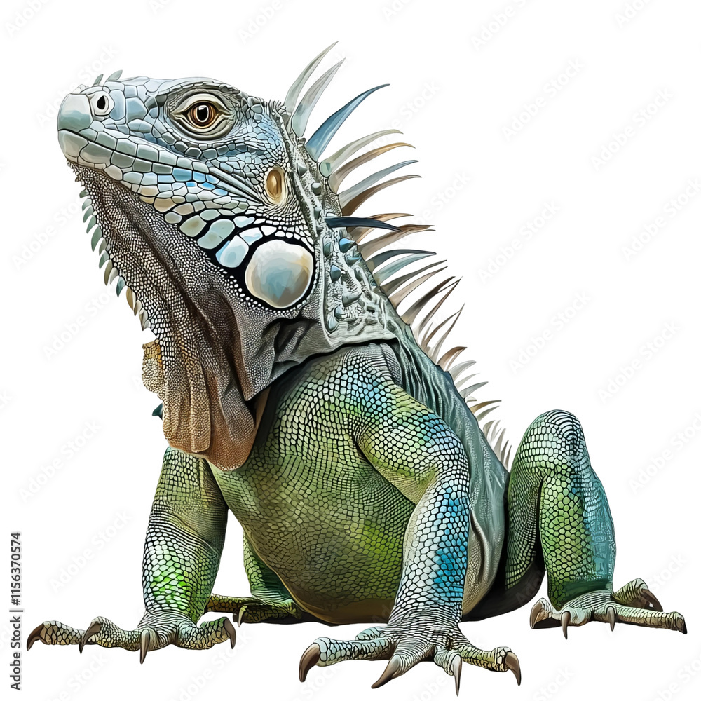 Fototapeta premium Iguana, full body, white background