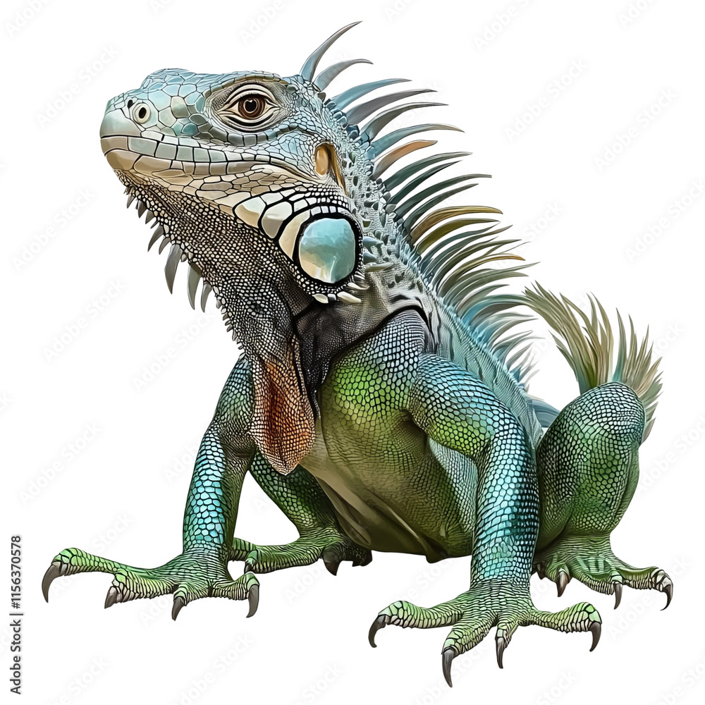 Fototapeta premium Iguana, full body, white background