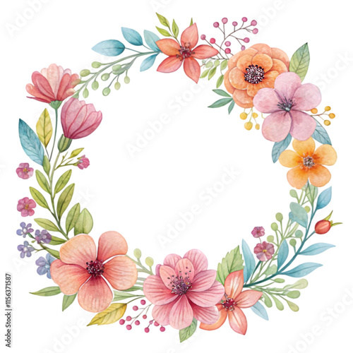 frame with flowers and butterflies