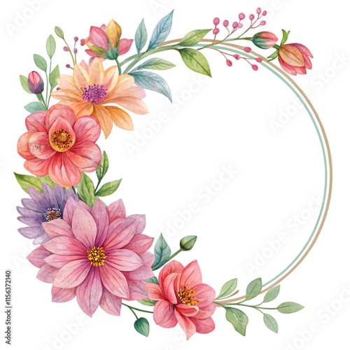 frame with flowers and butterflies
