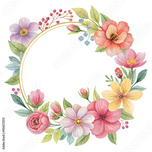 frame with flowers and butterflies