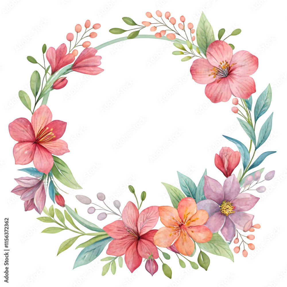 Obraz premium frame with flowers and butterflies