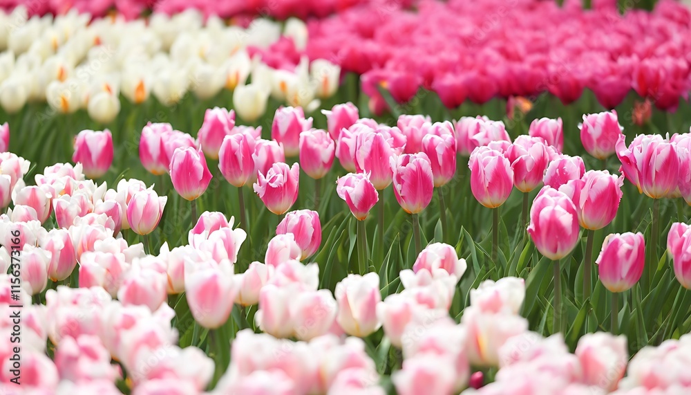 Obraz premium garden of pink and white tulips
