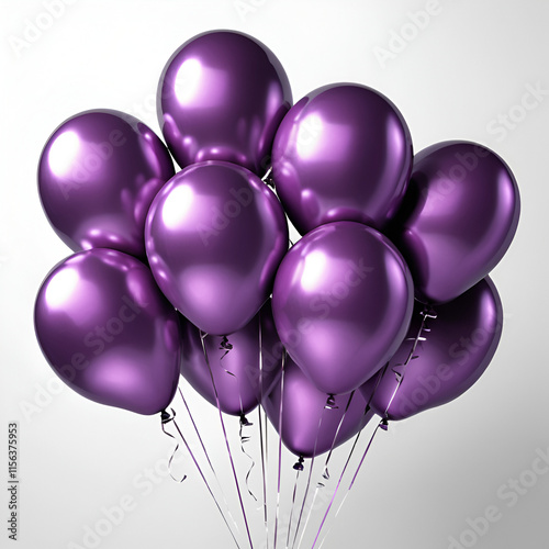 purple ballons on white background