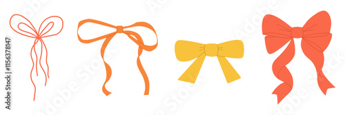 Decorative bowknot set in hand-drawn style