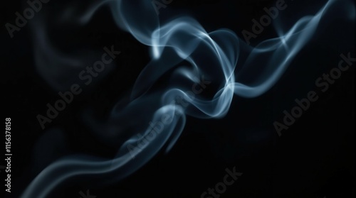 Wispy smoke trails against a dark background, conveying mystery and tranquility, suitable for meditation or artistic designs.