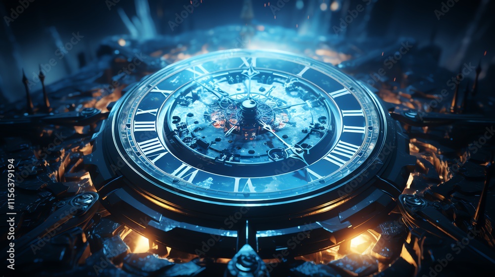 Fototapeta premium Futuristic clock mechanism detail.