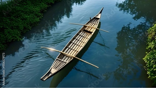 A traditional Chinese sampan for crossing rivers. photo