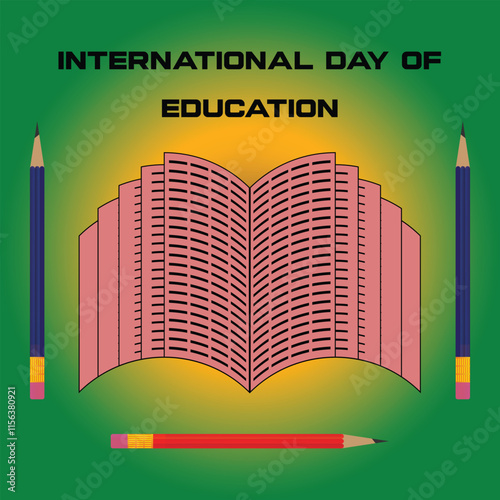 International Day of Education January 24th, concept for education, vector illustration, Pencil art, dedicated to education.