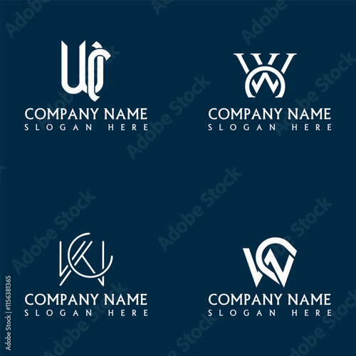 CW WC letter logo set design