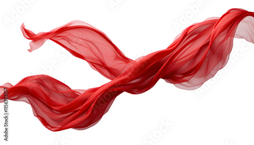 Flying red silk textile fabric flag background Smooth elegant red white background